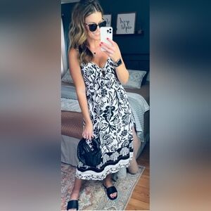 New MEDIUM women Knox Rose TARGET black white midi dress straps sleeveless